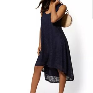 High/Low Tank Dress With Lace Overlay